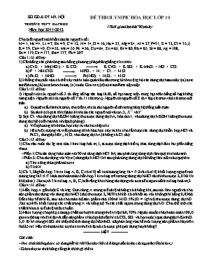 Đề thi olympic Hóa học lớp 10 - Trường THPT Đa Phúc - Năm học 2011 - 2012